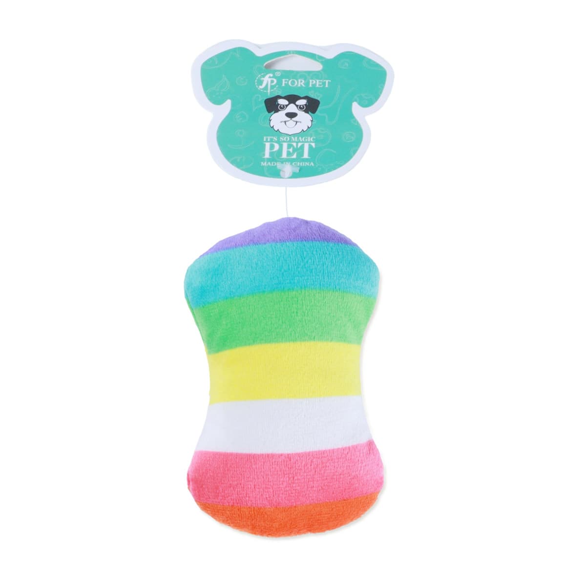 Squeaky Rainbow Bone Toy