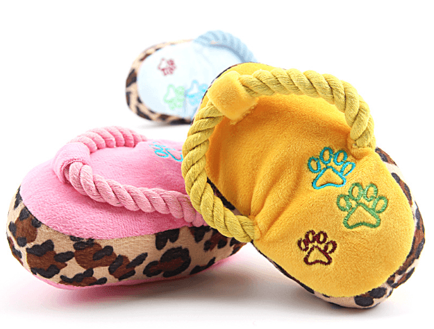 Plush Paw Print Rope Slipper Toy