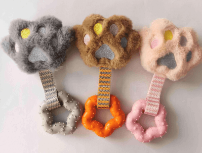 Paw Print Plush Chew Pendant