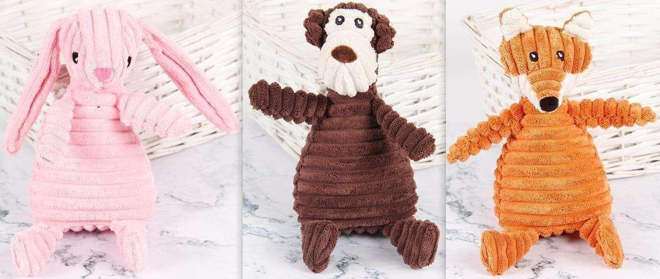 Ribbed Plush Animal Trio