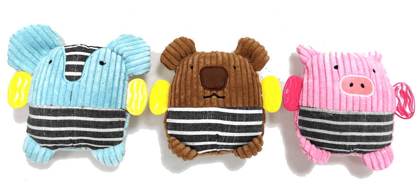 Corduroy Animal Chew Toy Set