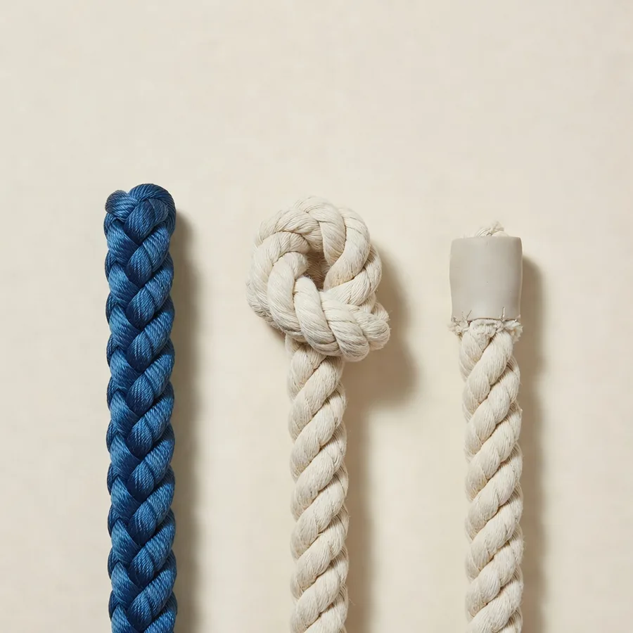 Nylon braid, cotton knot, and a TPR end on cotton compared for bulk dog rope toys