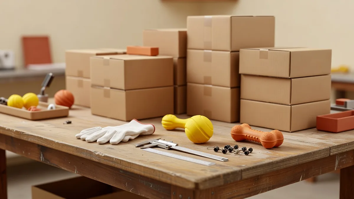 QC and pack-out bench for pet toy buyers comparing licensed brand intake rules with private label AQL