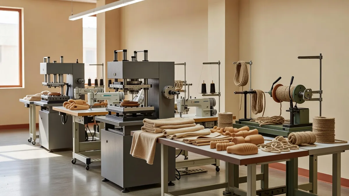 Rubber molding and sewing equipment line used in pet toy manufacturing plant cost planning