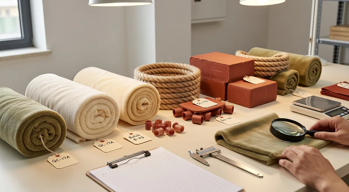 Incoming fabric, rope, and rubber lots tagged for pet toy quality control China incoming inspection