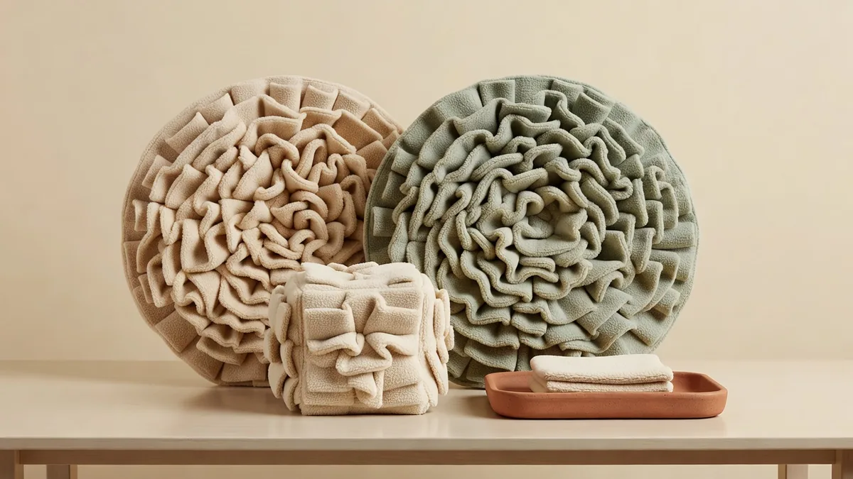 Smart Play snuffle mats and a TPR ball arranged as a retail enrichment set
